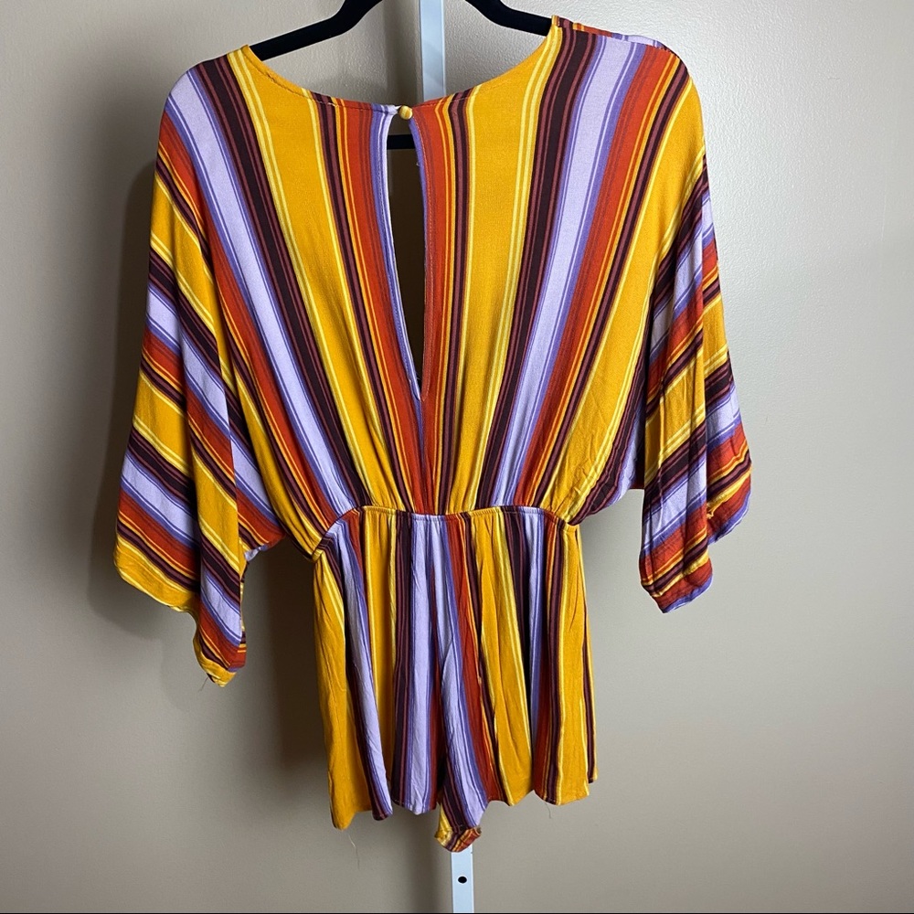 Wild Honey striped romper, size Medium, cutouts, tie front - Picture 4 of 6